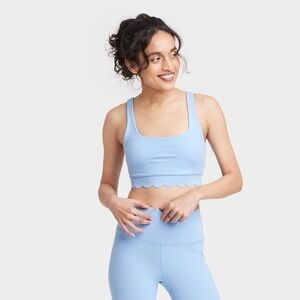 JoyLab Sky Blue Scalloped Sports Bra